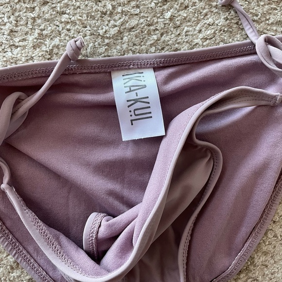 Ika Kul two piece swimsuit string bikini crochet top removable cups full bottom - Picture 3 of 7